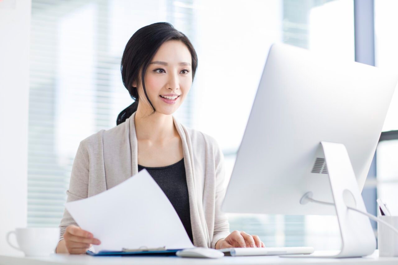 Young woman working in office
