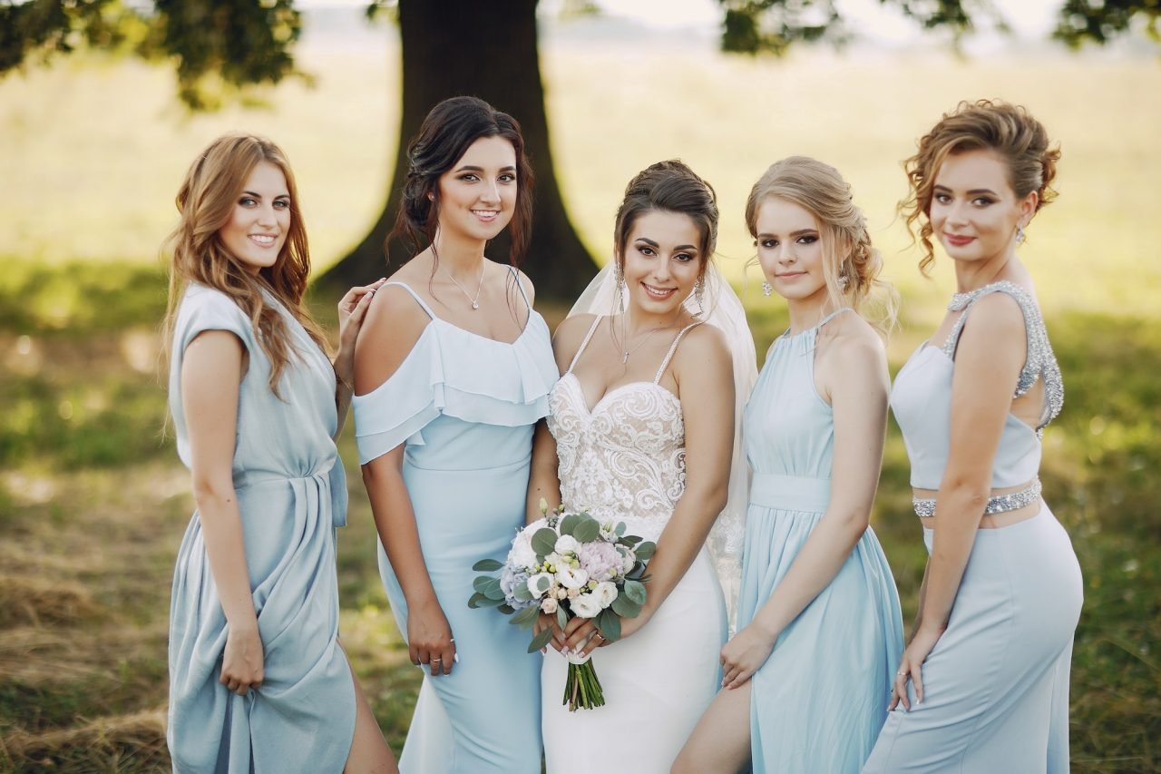 bride with bridesmaids