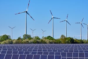 Solar panels and wind energy plants